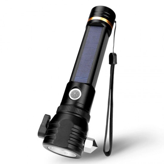 W565 T6 LED 500LM 3 Modes Electric Torch USB/Solar Charging Safety Hammer Cutter Tactical Flashlight W565 T6 LED 500LM 3 Modes Electric Torch USB/Solar Charging Safety Hammer Cutter Tactical Flashlight