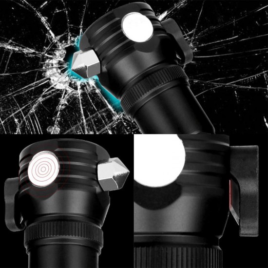 W565 T6 LED 500LM 3 Modes Electric Torch USB/Solar Charging Safety Hammer Cutter Tactical Flashlight W565 T6 LED 500LM 3 Modes Electric Torch USB/Solar Charging Safety Hammer Cutter Tactical Flashlight