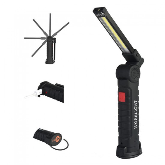 175A 360Degree Rotation USB Rechargeable COB+LED Emergency Worklight with Magnetic Tail Flashlight