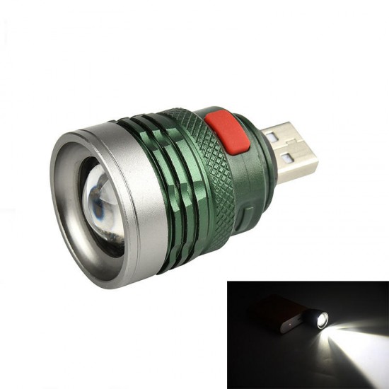 2401A 120Lumens 3Modes USB Rechargeable Portable Zoomable USB Light LED Flashlight Head