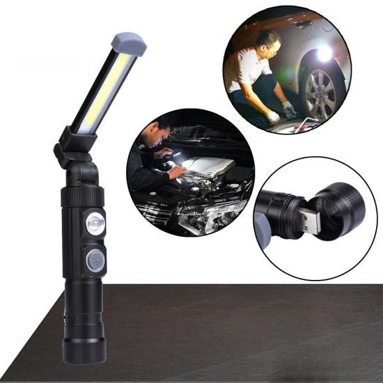 W549 LED+COB 5Modes 360°+180° Foldable Head Magnetic Tail USB Rechargeable Flashlight Work Light