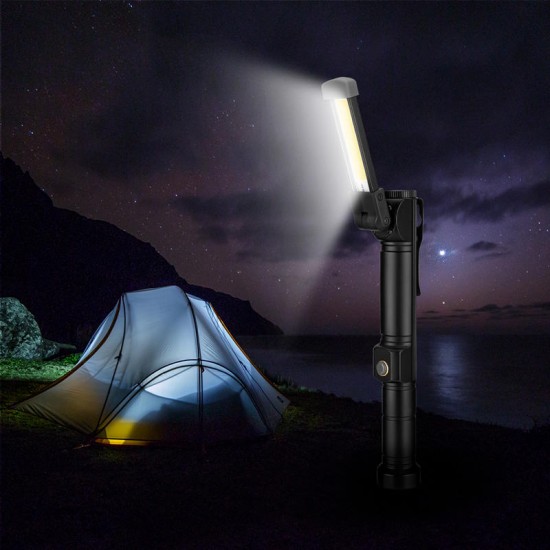 W551 LED+COB 7Modes 180°+180° Rotated Foldable Head Magnetic Tail USB Rechargeable Flashlight Work Light