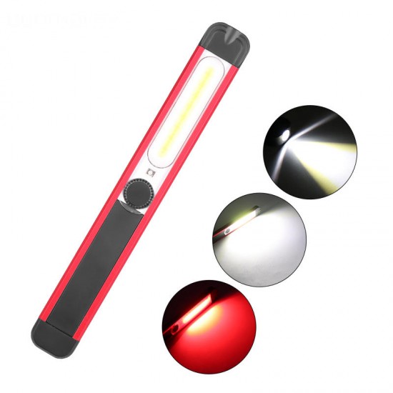 WL02 Work Light 1SMD+16COB+8LED Red Light 4 Modes USB Rechargeable Outdoor Multifunctional Flashlight Emergency Light Camping Light with Magnet