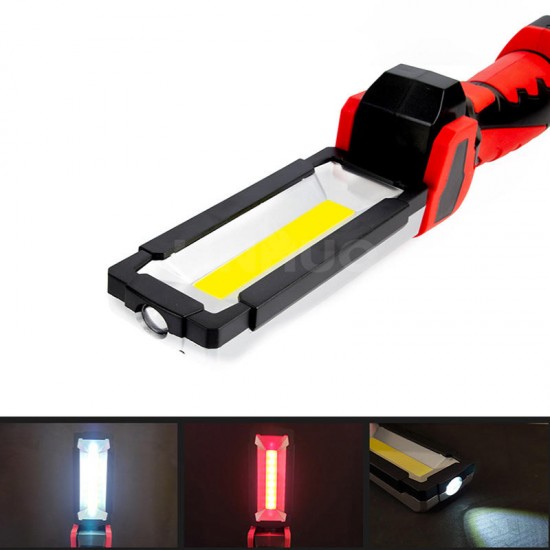 White COB/Red COB+LED 800Lumen 5Modes USB Rechargeable LED Flashlight Outdoor Magnetic Work Light Emergency Light
