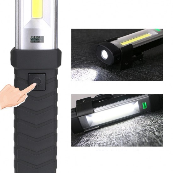 XPE+COB 2 Modes USB Rechargeable LED Work Light Rotatable Camping Flashlight Emergency LED Torch