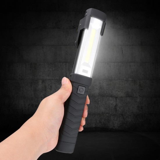 XPE+COB 2 Modes USB Rechargeable LED Work Light Rotatable Camping Flashlight Emergency LED Torch