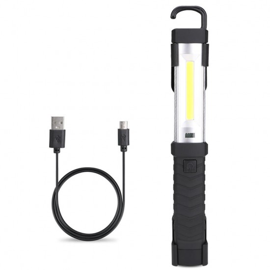 XPE+COB 2 Modes USB Rechargeable LED Work Light Rotatable Camping Flashlight Emergency LED Torch