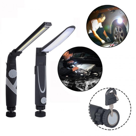 ZY12 360Degree Rotation Folding USB Rechargeable COB Emergency Worklight with Magnetic Flashlight Work Light