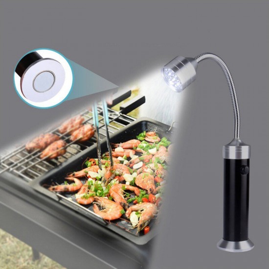 2PCS BBQ Grill Light Magnetic Base LED Flashlight 360° Adjustable Gooseneck Work Light Camping Barbecue Hunting
