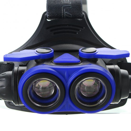 7305-B 4-Modes 2xT6 LED USB Rechargeable Headlamp Outdoor Waterproof Head Torch Bright Search Head Light