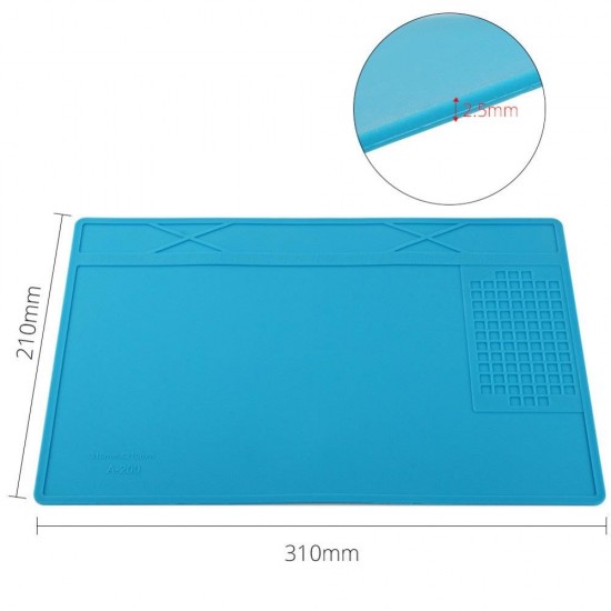 31x21cm Silicone Pad Heat Insulation Desk Mat Maintenance Platform for BGA Soldering Repair Station with Screw Position