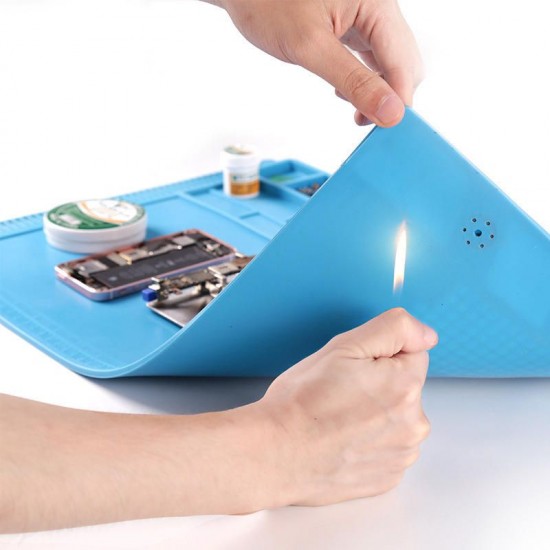 S-180A1 550x350mm Anti-static Mat Heat Insulation Soldering Mobile Phone Repair Pad Work Table with Magnetic Parts Adsorption