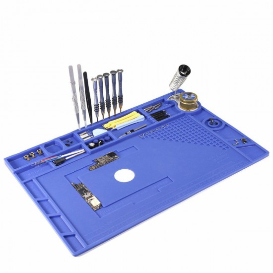 Soldering Mat Phone Repair Desk Pad Maintenance Station Magnetic Heat Insulation Blue