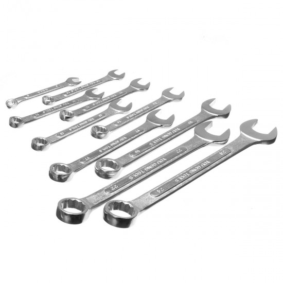 10Pcs Steel Reversible Combination Ratcheting Wrench Set