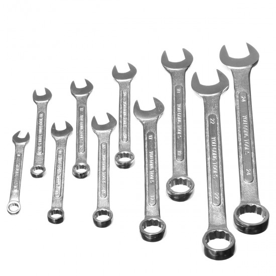 10Pcs Steel Reversible Combination Ratcheting Wrench Set