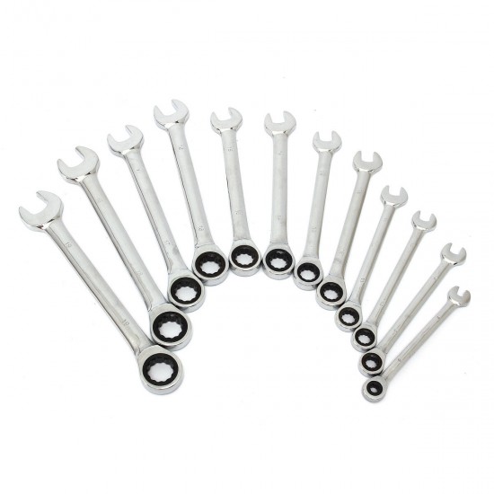 12Pcs 6-19mm Ratchet Wrench Set Ratcheting Spanner Car Repair Tool DIY Open Ring 12Pcs 6-19mm Ratchet Wrench Set Ratcheting Spanner Car Repair Tool DIY Open Ring
