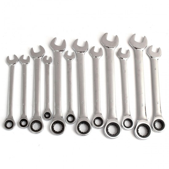 12Pcs 6-19mm Ratchet Wrench Set Ratcheting Spanner Car Repair Tool DIY Open Ring 12Pcs 6-19mm Ratchet Wrench Set Ratcheting Spanner Car Repair Tool DIY Open Ring