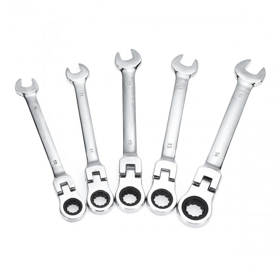 12Pcs Flex Head Ratcheting Wrench Set 8-19mm Metric Combination Spanner with Pouch