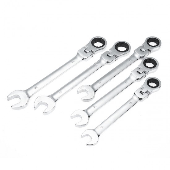 12Pcs Flex Head Ratcheting Wrench Set 8-19mm Metric Combination Spanner with Pouch