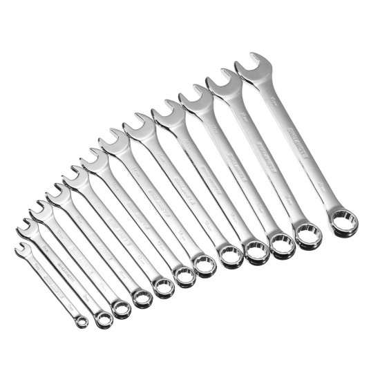 12pcs Spanners Wrench Chrome Vanadium Steel Polished Tool Set Kit 6-19mm