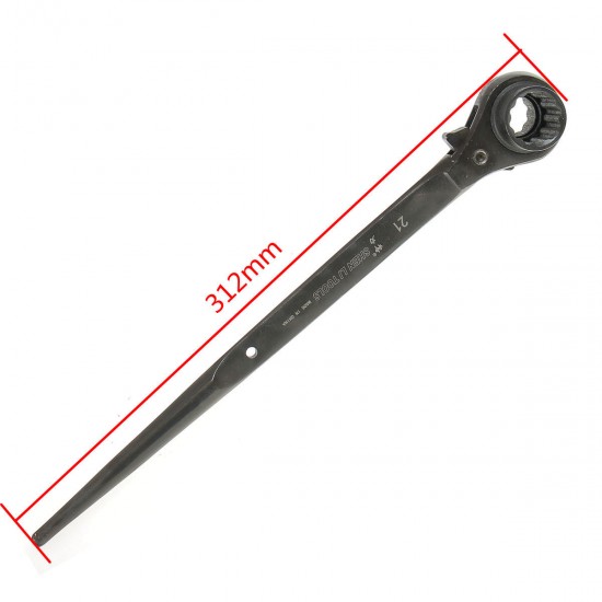 19x21mm Steel Handle 2 Way Scaffolders End Tapered Ratchet Socket Spanner Wrench