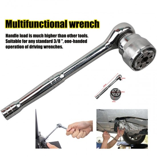 3/8'' Multifunctional Ratchet Quick Wrench Head Universal Socket Magic Wrench