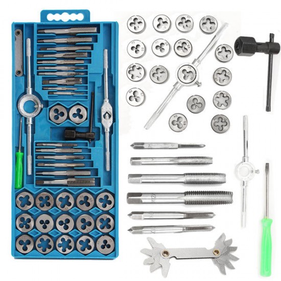 40Pcs Metric Tap Wrench and Die Pro Set M3-M12 Nut Bolt Alloy Metal Hand Tools 40Pcs Metric Tap Wrench and Die Pro Set M3-M12 Nut Bolt Alloy Metal Hand Tools