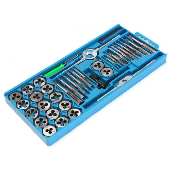 40Pcs Metric Tap Wrench and Die Pro Set M3-M12 Nut Bolt Alloy Metal Hand Tools 40Pcs Metric Tap Wrench and Die Pro Set M3-M12 Nut Bolt Alloy Metal Hand Tools