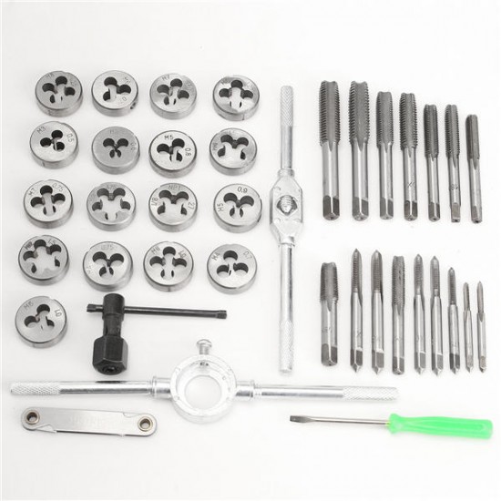40Pcs Metric Tap Wrench and Die Pro Set M3-M12 Nut Bolt Alloy Metal Hand Tools 40Pcs Metric Tap Wrench and Die Pro Set M3-M12 Nut Bolt Alloy Metal Hand Tools