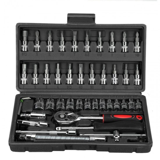 46Pcs Car Motorcycle Repair Tool Deep Socket Ratchet Wrench Screwdriver Head Set Tools 46Pcs Car Motorcycle Repair Tool Deep Socket Ratchet Wrench Screwdriver Head Set Tools