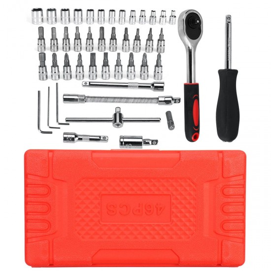 46Pcs Car Motorcycle Repair Tool Deep Socket Ratchet Wrench Screwdriver Head Set Tools 46Pcs Car Motorcycle Repair Tool Deep Socket Ratchet Wrench Screwdriver Head Set Tools