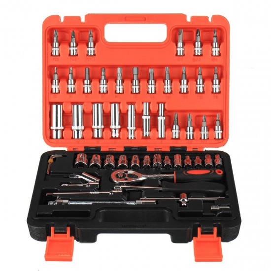 53Pcs Car Motorcycle Repair Tool Deep Socket Ratchet Wrench Screwdriver Head Set