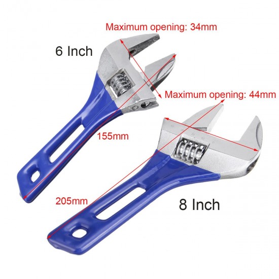 6inch 8inch Wrench Spanners Chromic Plating Adjustable Large Opening Handle Shank with Scale