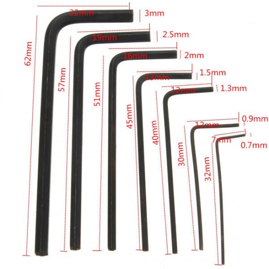 7pcs 0.7mm-3mm Mini Hexagon Hex Allen Key Wrench Screwdriver Set Tool Kit 7pcs 0.7mm-3mm Mini Hexagon Hex Allen Key Wrench Screwdriver Set Tool Kit