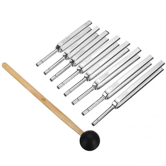 8Pcs 256Hz - 512Hz Steel Tuning Fork Set Physics Medical Diagnostic And Mallet