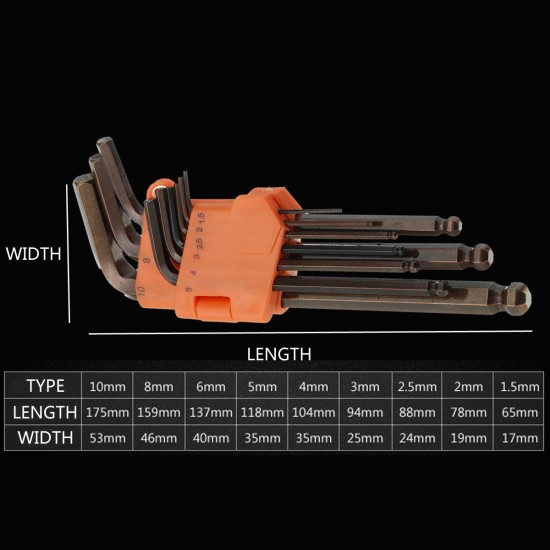 9Pcs Hex Key Allen Tools Wrench Set Extra-long Arm AllenTorque Sae Memtric Torx Spanner 9Pcs Hex Key Allen Tools Wrench Set Extra-long Arm AllenTorque Sae Memtric Torx Spanner