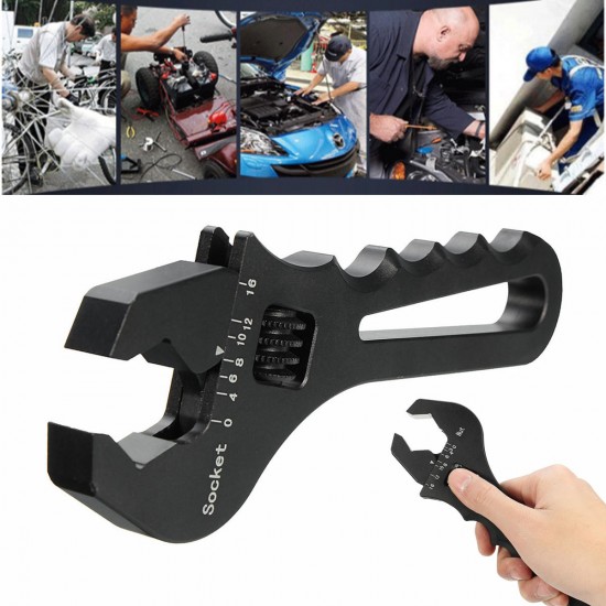 AN3-AN16 Adjustable Aluminum Wrench Fitting Tool Spanner Black