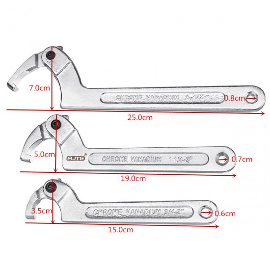 Chrome Vanadium Adjustable Hook Wrench C Spanner Tool 19-51mm 32-76mm 51-120mm Chrome Vanadium Adjustable Hook Wrench C Spanner Tool 19-51mm 32-76mm 51-120mm