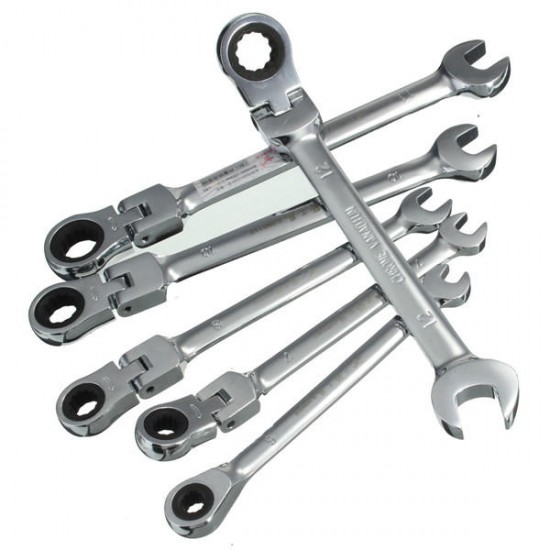 7pcs a Set 6mm,7mm,8mm,9mm,10mm,11mm,12mm Flexible Pivoting Head Ratchet Combination Spanner Wrench Garage Metric Tool 7pcs a Set 6mm,7mm,8mm,9mm,10mm,11mm,12mm Flexible Pivoting Head Ratchet Combination Spanner Wrench Garage Metric Tool
