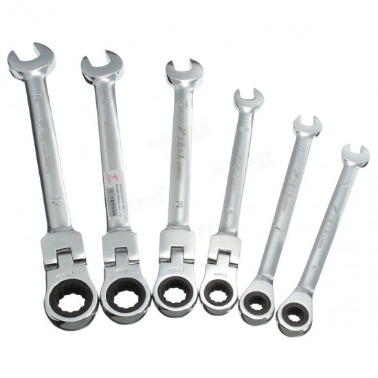 Flexible Pivoting Head Ratchet Combination Spanner Wrench Garage Metric Tool 6mm 7mm 8mm 10mm 11mm 12mm