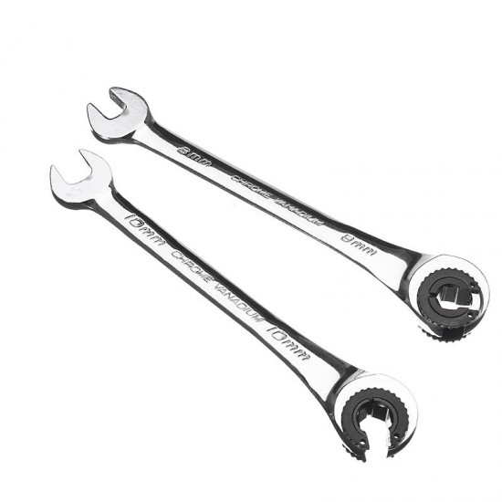 Metric Tubing Ratchet Wrench Flexible Head Steel 8-14mm Repair Tool