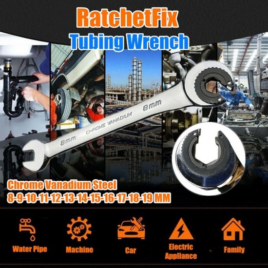 Metric Tubing Ratchet Wrench Flexible Head Steel 8-14mm Repair Tool Metric Tubing Ratchet Wrench Flexible Head Steel 8-14mm Repair Tool