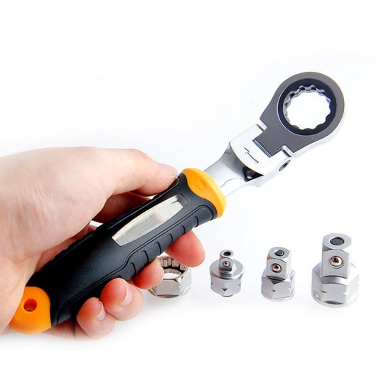 5Pcs Ratchet Wrench Set Adjustable Sleeve Adapter CR-V Wrench Spanner Auto Repair Tools
