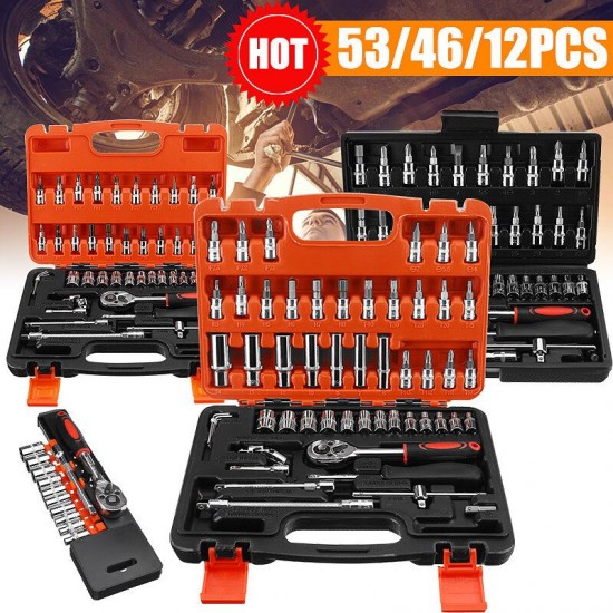 Ratchet Wrench Sleeve Kit Car Boat Motorcycle Bicycle Hardware Repair Tool 12/46/53Pcs