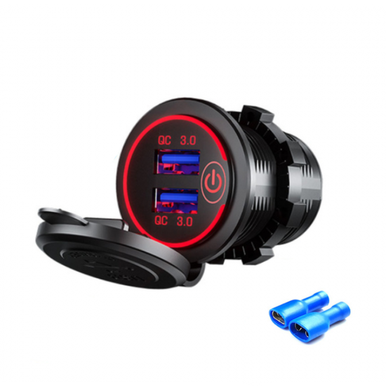 12-24V QC 3.0 Fast Dual USB Charger Touch Switch Waterproof Accessory For Motorcycle Car Truck Boat 12-24V QC 3.0 Fast Dual USB Charger Touch Switch Waterproof Accessory For Motorcycle Car Truck Boat