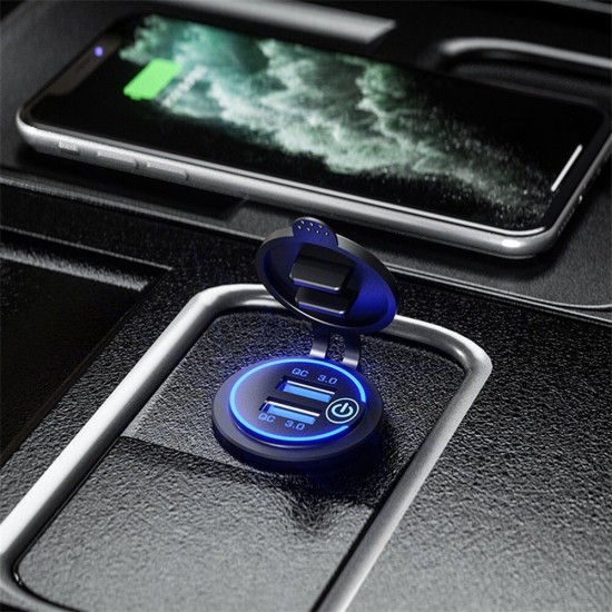 12-24V QC 3.0 Fast Dual USB Charger Touch Switch Waterproof Accessory For Motorcycle Car Truck Boat 12-24V QC 3.0 Fast Dual USB Charger Touch Switch Waterproof Accessory For Motorcycle Car Truck Boat