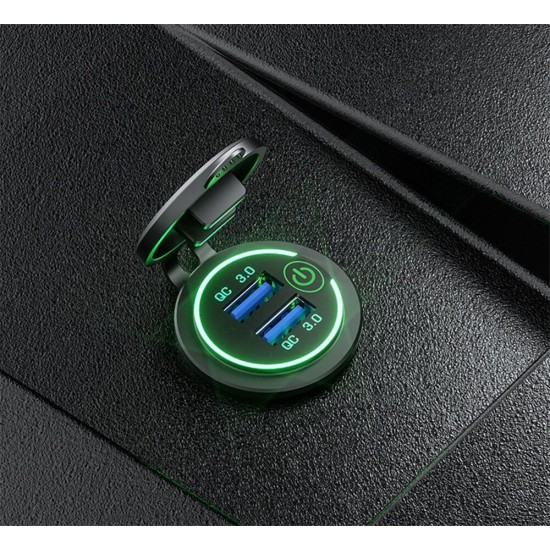 12-24V QC 3.0 Fast Dual USB Charger Touch Switch Waterproof Accessory For Motorcycle Car Truck Boat 12-24V QC 3.0 Fast Dual USB Charger Touch Switch Waterproof Accessory For Motorcycle Car Truck Boat