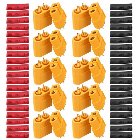 10 Pair XT60 Male Female Bullet Connectors Power Plugs with Heat Shrink Tube for Lipo Battery 10 Pair XT60 Male Female Bullet Connectors Power Plugs with Heat Shrink Tube for Lipo Battery