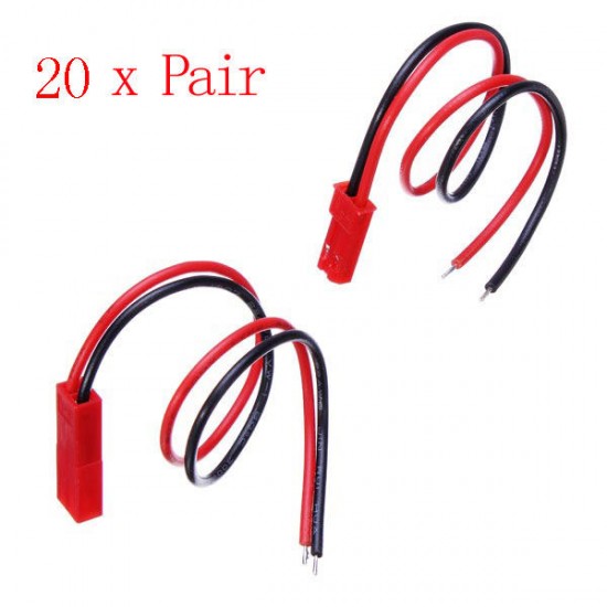 20 Pair JST Connector Plug With Connect Cable For RC BEC ESC Battery