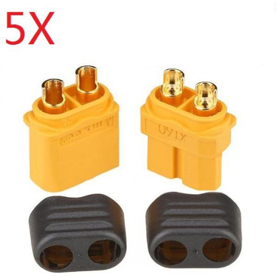 5 Pair XT60+ Plug Connector With Sheath Housing Male & Female 5 Pair XT60+ Plug Connector With Sheath Housing Male & Female